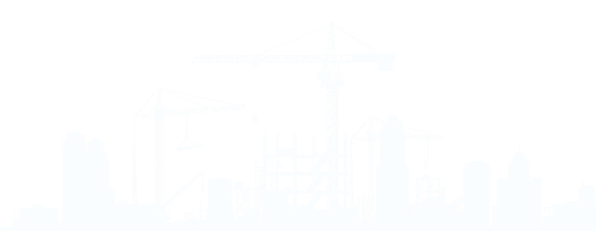 Silhouette of a city skyline under construction with multiple cranes and buildings in various stages of development.